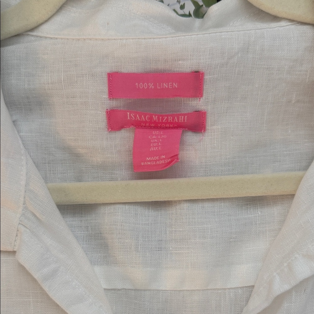 Isaac Mizrahi White Linen Sheer Shirt - Picture 2 of 3